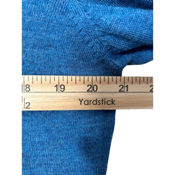 Untuckit Sweater Men's L Blue 1/4 Zip Belguardo w Suede Extrafine Merino Wool - Picture 9 of 12